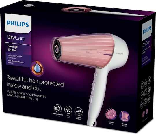Philips DryCare Prestige MoistureProtect Ionic Haartrockner mit Diffusor 2300W