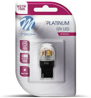 M-Tech Lămpi Autoturismului & Motocicletei T20 / W21W Canbus LED Alb 12-24V 3.2W 1buc