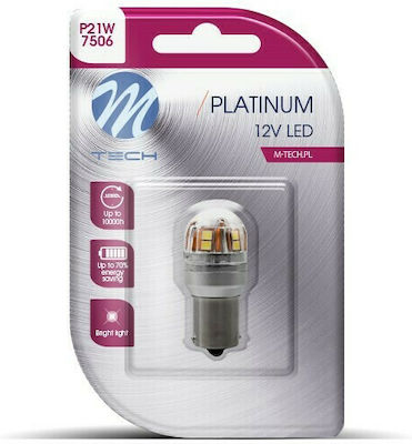 M-Tech Λάμπα Αυτοκινήτου BA15S / P21W Canbus LED Λευκό 12-24V 2.8W 1τμχ