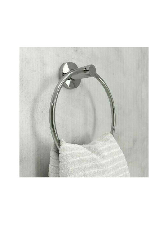 Karag Moderno Single Wall-Mounted Bathroom Ring ​17x17cm Inox Silver