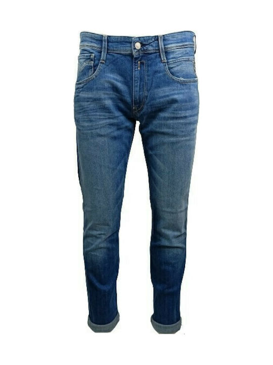 Anbass Men's Jeans Pants Elastic with Slim Fit Blue