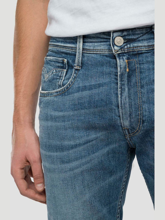 Anbass Men's Jeans Pants Elastic with Slim Fit Blue