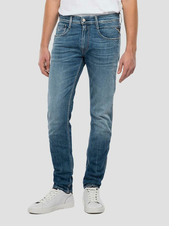 Anbass Men's Jeans Pants Elastic with Slim Fit Blue