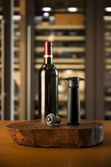 Vacu Vin Plastic Wine Saver with 2 Caps Black