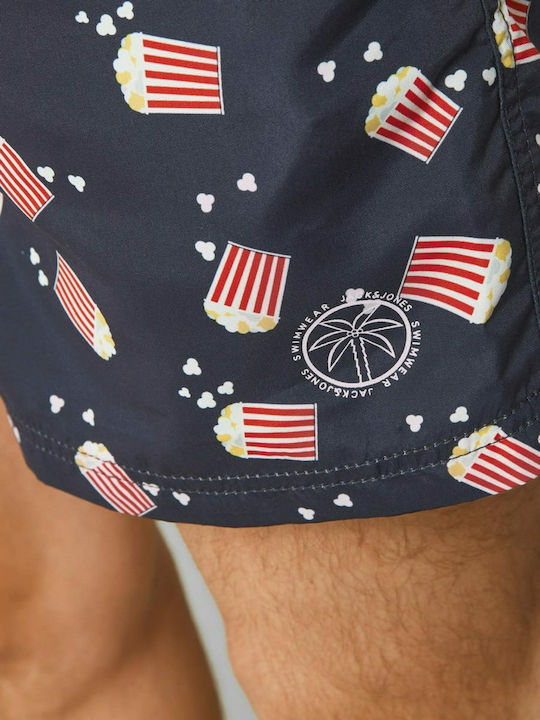 Crete Men's Swimwear Shorts Navy Blue with Patterns