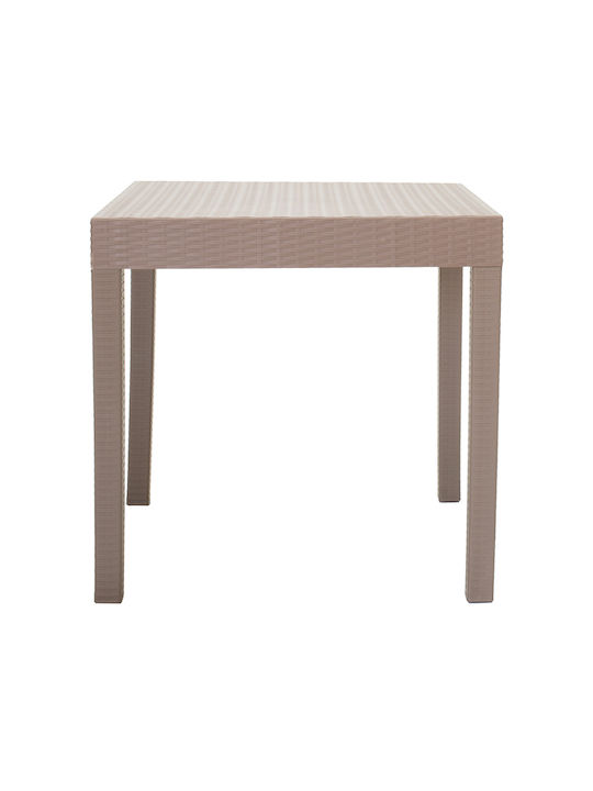 Gabi Outdoor Dinner Free Standing Rattan Table Mocha 80x80x77cm