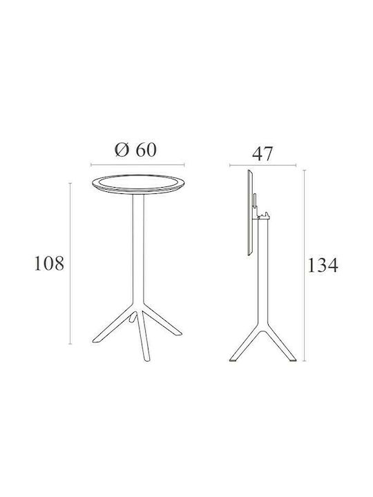 Sky Outdoor Bar Foldable Polypropylene Table Dark Grey 60x60x108cm