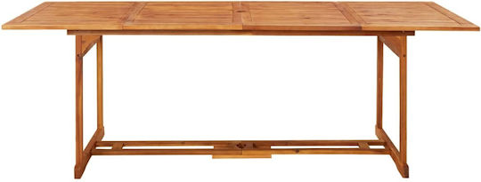 Ξύλινο Τραπέζι Εξωτερικού Χώρου Καφέ 220x90x75εκ.