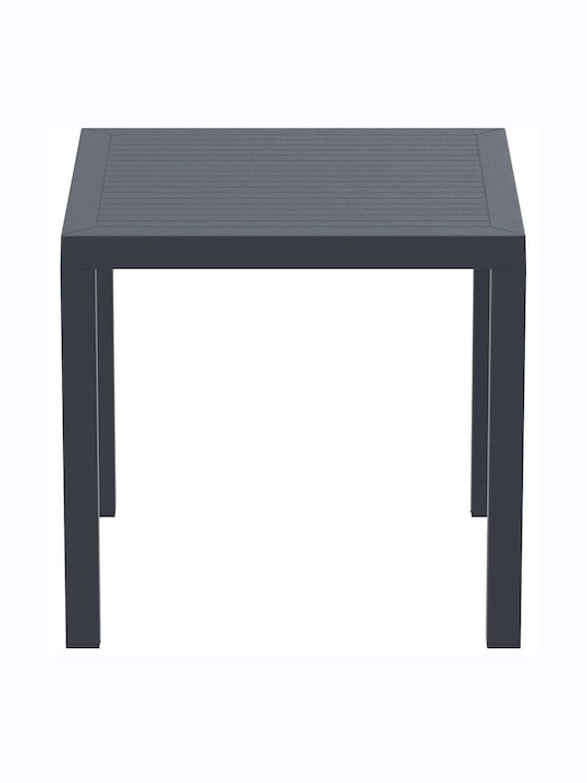 Ares Outdoor Dinner Free Standing Polypropylene Table Dark Grey 80x80x75cm