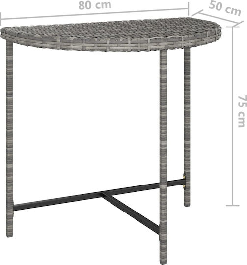 Auxiliary Garden Table for Small Outdoor Spaces Rattan Grey 80x50x75cm