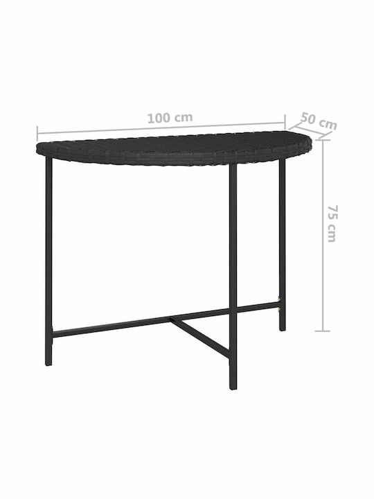 Outdoor Dinner Free Standing Rattan Table Black 100x50x75cm
