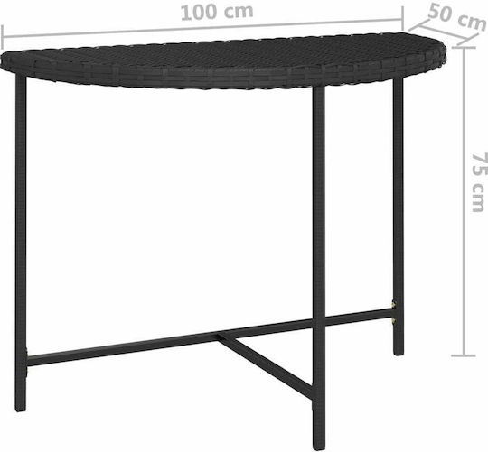 Outdoor Dinner Free Standing Rattan Table Black 100x50x75cm