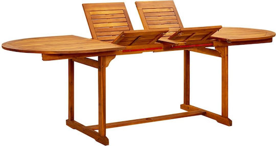 Masă Exterior Din Salcâm Extensibil Natural 160(+80)x100x75cm