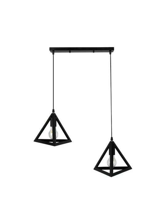 GloboStar Triangle Pendant Light Black Grid with Socket E27 60x22x130cm