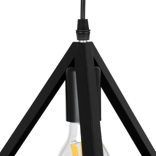 GloboStar Triangle Pendant Light Black Grid with Socket E27 60x22x130cm