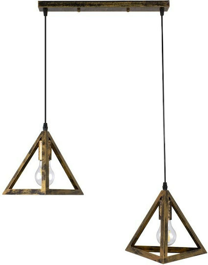 GloboStar Triangle Pendant Light Bronze Grid with Socket E27 60x22x130cm
