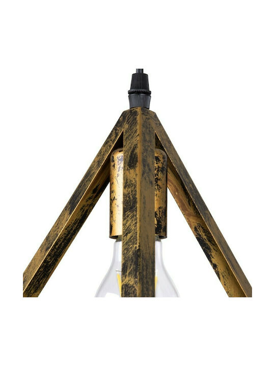 GloboStar Triangle Висящо Осветително Тяло Бронзов Мрежа с Цокъл E27 60x22x130см.