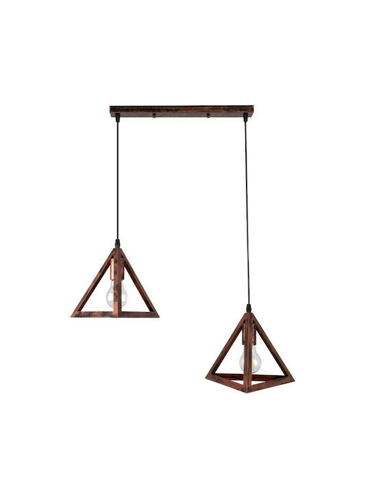 GloboStar Triangle Pendant Light Copper Grid with Socket E27 60x22x130cm