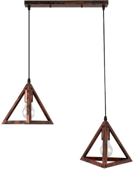GloboStar Triangle Pendant Light Copper Grid with Socket E27 60x22x130cm