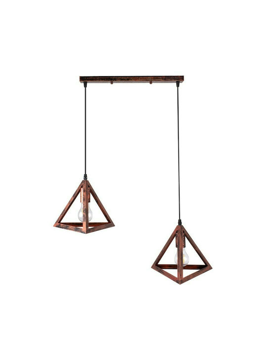 GloboStar Triangle Pendant Light Copper Grid with Socket E27 60x22x130cm