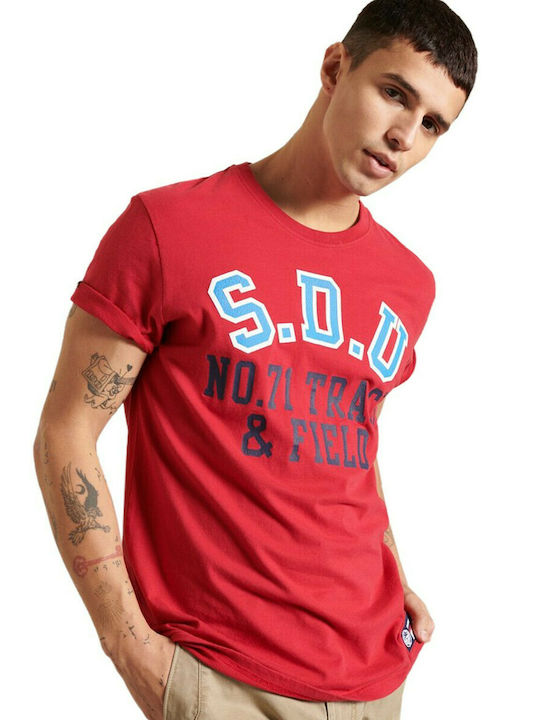 Superdry Track & Field Graphic Ανδρικό T-shirt Κόκκινο Με Στάμπα