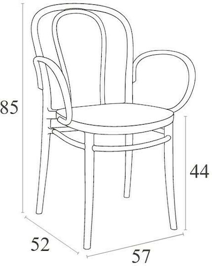Καρέκλα Ζαππείου Πολυπροπυλενίου Victor XL Black 57x52x85εκ.