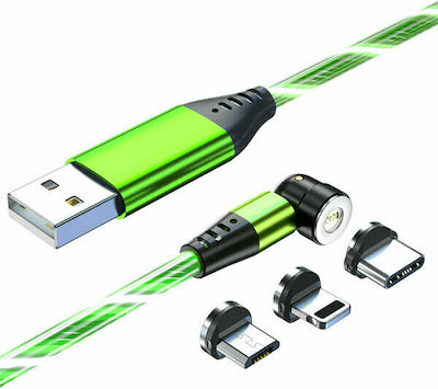 Redled Magnetic USB to Lightning / Type-C / micro USB 1m Cable Green (27920)