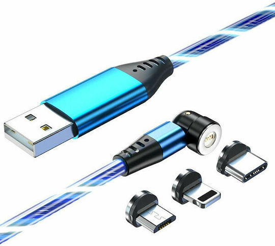 Redled Magnetic USB to Lightning / Type-C / micro USB Cable Μπλε 1m (27919)