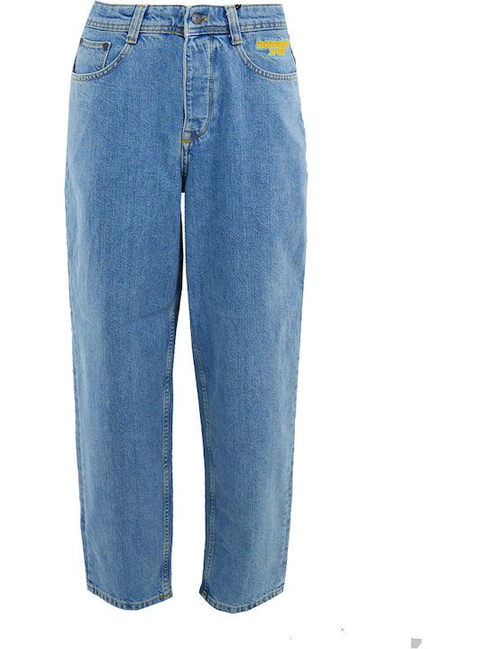 High Waist Women's Jean Trousers in Baggy Line Denim Moon