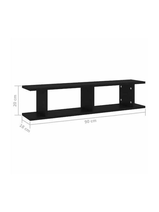 Black Wall Shelves (2 Pieces) 90x18x20 cm