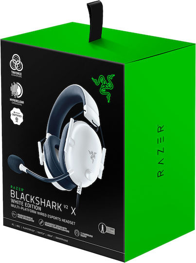 Razer BlackShark V2 X Over Ear Gaming Headset με σύνδεση 3.5mm Λευκό for Nintendo Switch / Nintendo Switch 2 / PC / PS4 / PS5 / XBOX