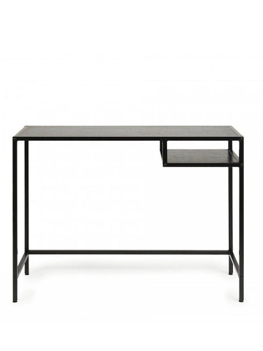 Desk Orly Wooden Black Velvet-Black Metal with Metal Legs 100x36x76cm