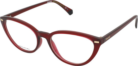 Polaroid Plastic Eyeglass Frame Cat Eye Red PLD D432 C9A