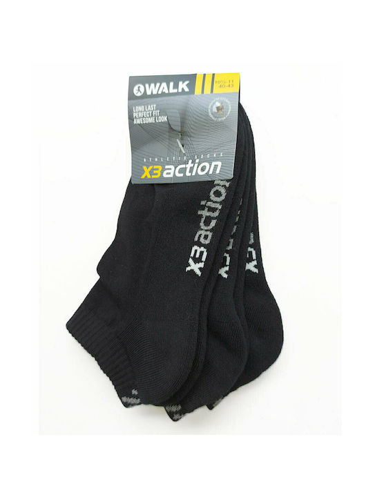 Walk Men's Solid Color Socks Black 3Pack