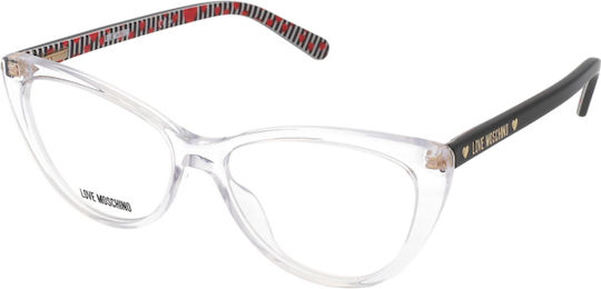 Moschino Love Transparent Plastic Eyeglass Frame Cat Eye MOL539 900