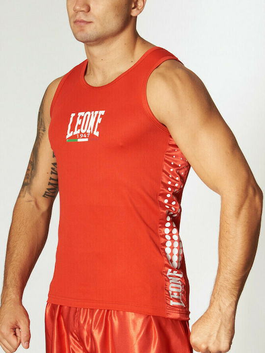 Leone Boxing Singlet AB726 Herren Ärmellos T-Shirt Rot für Boxen Rot