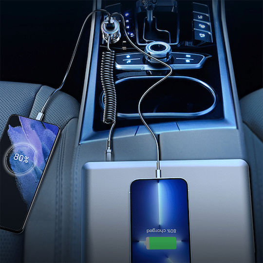 Joyroom Φορτιστής Αυτοκινήτου 45W με Θύρες: 1xUSB 1xType-C μαζί με Καλώδιο Lightning Μαύρος