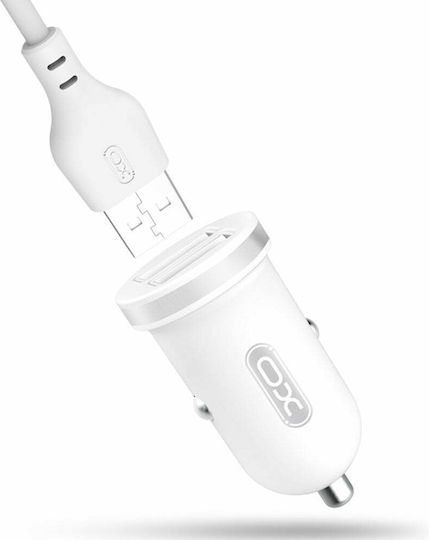 XO XO TZ08 Φορτιστής Αυτοκινήτου 2.1A με Θύρες: 2xUSB μαζί με Καλώδιο Type-C Λευκός