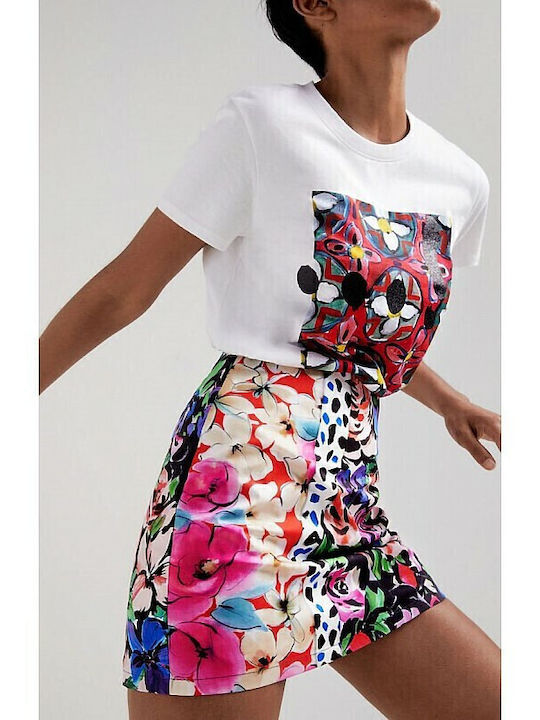 Ψηλόμεση Mini Φούστα Floral Μπλε