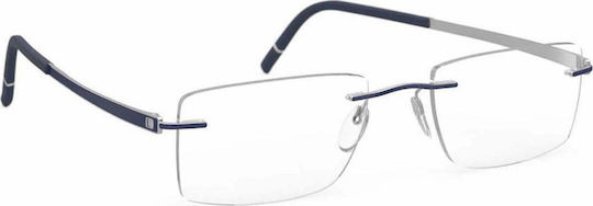 Silhouette Herren Metallisches Brillengestell Blau 5529 FG 4510