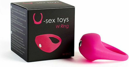 U-body W Ring Stimulation Ring with Vibration Pink
