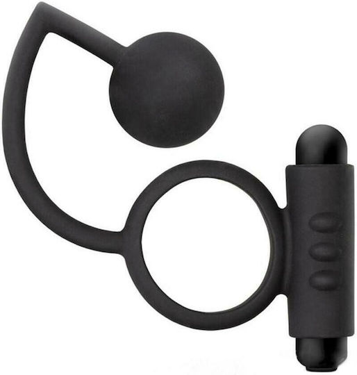 Blush Anal Adventures Platinum Anal Ball with Vibrating Cockring Vibrating Ring Cock with Anal Plug Black BL-01705