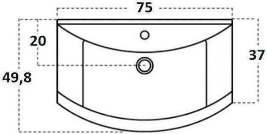 Drop Ritmo 75 Waschtisch mit Waschbecken & Spiegel Glanzlack L72xB34xH80cm Weiß