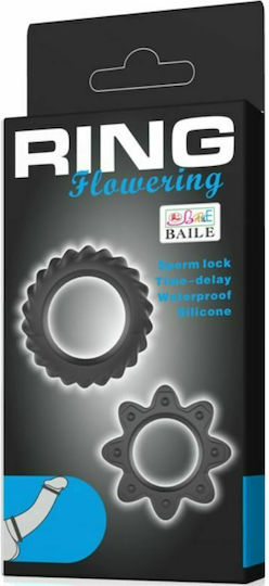 Baile Kit Silicone Flowering Cockrings Black 2pcs