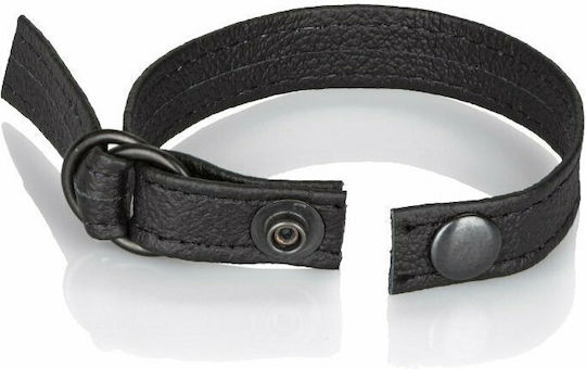 Calexotics Leather Cinch Adjustable Cockring with Snap Release Black