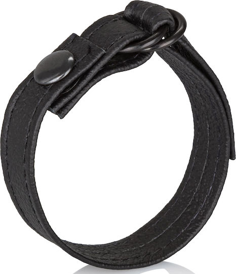 Calexotics Leather Cinch Adjustable Cockring with Snap Release Black