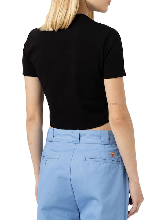 Maple Valley Women's Summer Crop Top Cotton Short Sleeve Black