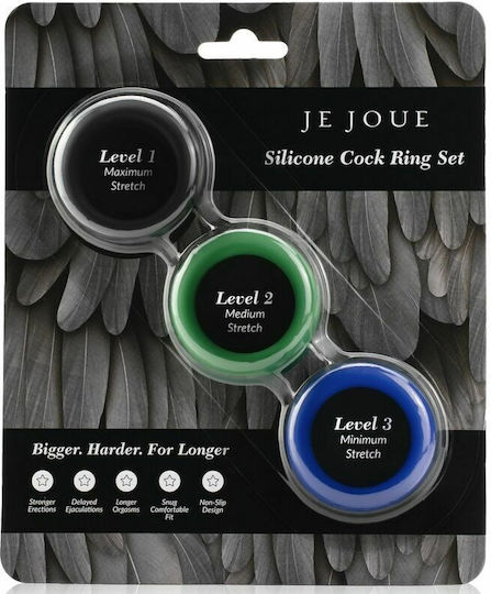 Je Joue Silicone Cock Ring Set Black / Green / Blue