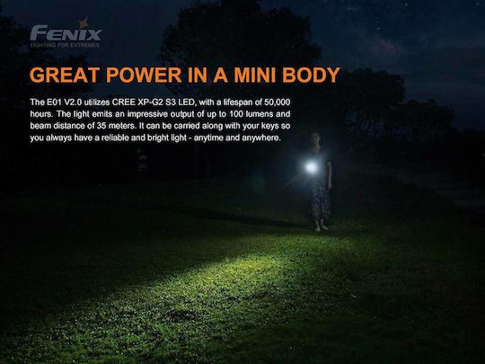 Fenix Lanternă LED IP68 cu Luminozitate Maximă 100lm Negru