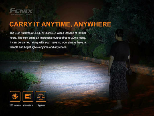 Fenix LED Impermeabil IP68 cu Luminozitate Maximă 200lm Negru